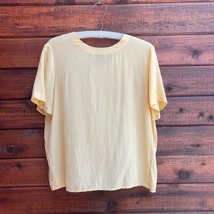 True Vintage Anna and Frank Yellow 100% Silk Blouse Size Large